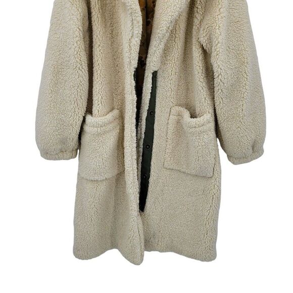 Free People Tessa Teddy Coat M Cream Faux Fur Longline Duster Glam OB1064886 - Picture 6 of 14